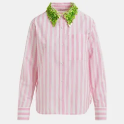 T-Shirts And Tops|Shirts And Blouses|Stine Goya Essentiel Antwerp Hashbrown Sequin Collar Cotton-Poplin Shirt - EU 36/UK 8
