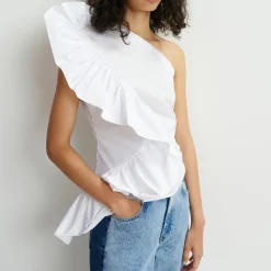 T-Shirts And Tops|Shirts And Blouses|Hunza G Essentiel Antwerp Haven Cotton-Poplin Top - EU 34/UK6
