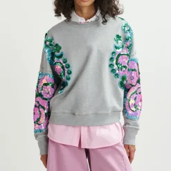 Loungewear|Sweatshirts|Essentiel Antwerp Hecrazy Sequin-Embellished Cotton-Jersey Sweatshirt - 0