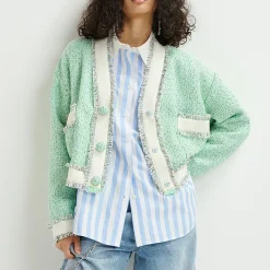 Coats|Jackets|Anni Lu Essentiel Antwerp Hoola Cropped Fringe Bouclé Jacket - M