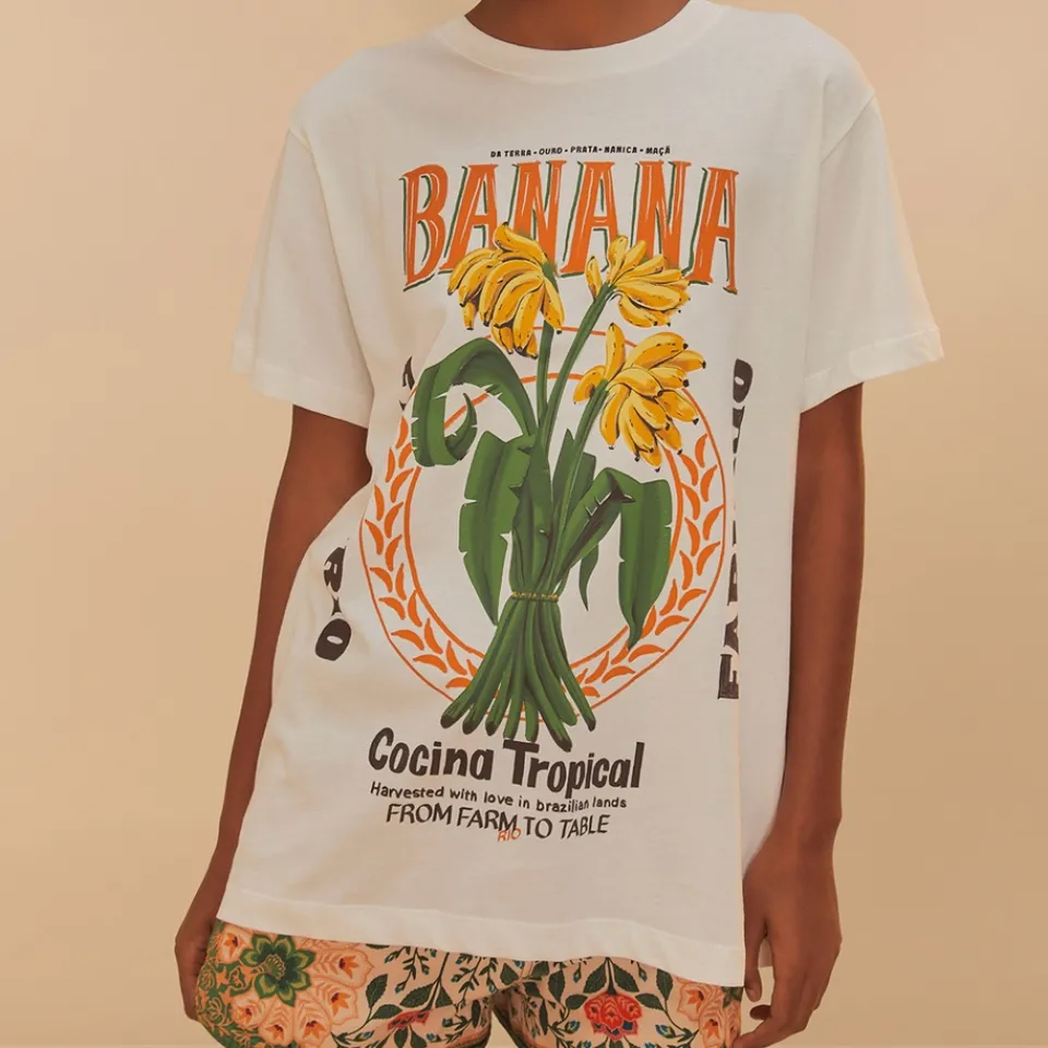 Loungewear|T-Shirts And Tops|Ganni Farm Rio Banana Cocina Relaxed Cotton-Jersey T-Shirt - XS