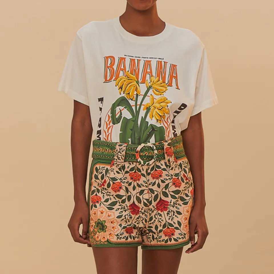 Loungewear|T-Shirts And Tops|Ganni Farm Rio Banana Cocina Relaxed Cotton-Jersey T-Shirt - XS