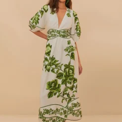 Dresses|Dresses|Dr. Martens Farm Rio Green Floral Cascade Cotton Midi Dress - XS