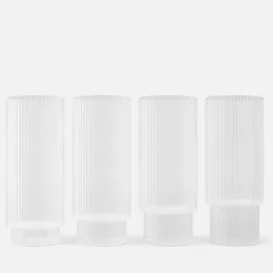 Dining|Ferm Living Ripple Long Drink Glasses - Set of 4 - Frosted