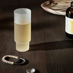 Dining|Ferm Living Ripple Long Drink Glasses - Set of 4 - Frosted