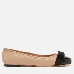 Flats|Ferragamo Ferregamo Women's Varina Quilted Leather Ballet Flats - UK 5