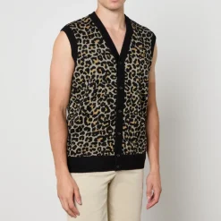Knitwear|Dr. Martens Fred Perry Leopard Cotton-Blend Jacquard Vest - M