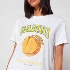 Loungewear|T-Shirts And Tops|Ganni Basic Peach Organic Cotton-Jersey T-Shirt - XS