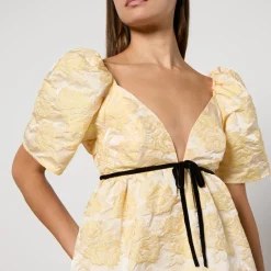 Dresses|Dresses|Kitri Ganni Botanical Floral-Cloqué Mini Dress - EU 34/UK 6