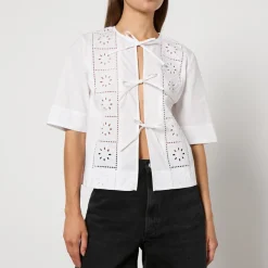 T-Shirts And Tops|Shirts And Blouses|Ganni Broderie Anglaise Cotton Blouse - EU 36/UK 8
