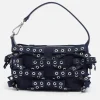 Bags|Ganni Butterfly Small Bow Eyelet Denim Pouch