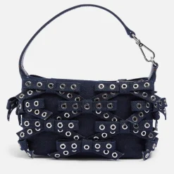 Bags|Ganni Butterfly Small Bow Eyelet Denim Pouch