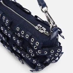 Bags|Ganni Butterfly Small Bow Eyelet Denim Pouch
