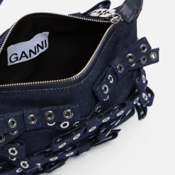 Bags|Ganni Butterfly Small Bow Eyelet Denim Pouch