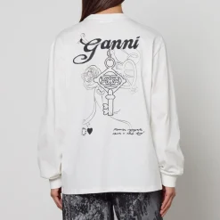 Loungewear|T-Shirts And Tops|Ganni Charm Heavy Re-Cut Cotton-Jersey T-shirt - XS