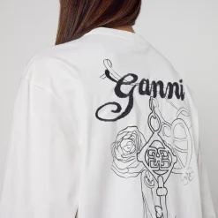 Loungewear|T-Shirts And Tops|Ganni Charm Heavy Re-Cut Cotton-Jersey T-shirt - XS