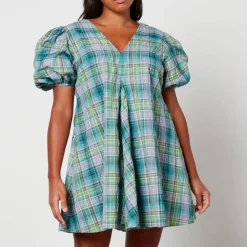 Dresses|Dresses|Ganni Checked Cotton-Blend-Seersucker Mini Dress - EU 36/UK 8