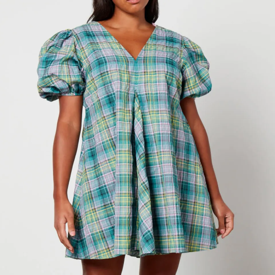 Dresses|Dresses|Ganni Checked Cotton-Blend-Seersucker Mini Dress - EU 36/UK 8
