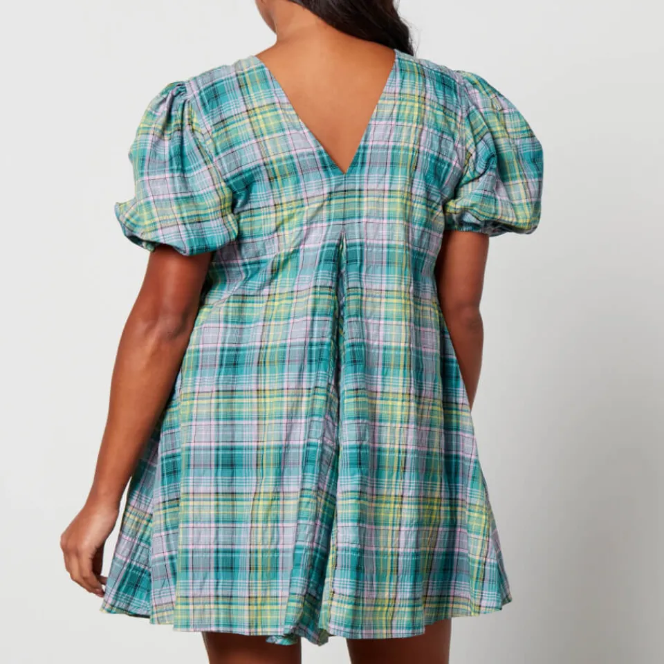 Dresses|Dresses|Ganni Checked Cotton-Blend-Seersucker Mini Dress - EU 36/UK 8