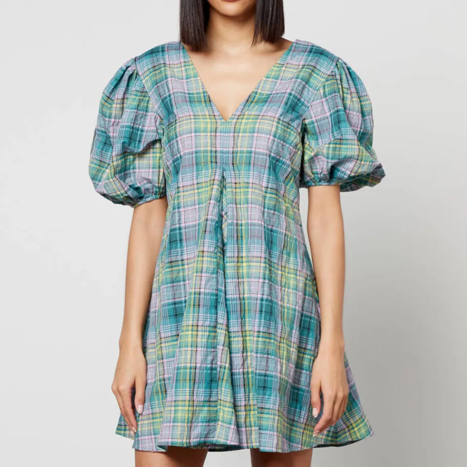 Dresses|Dresses|Ganni Checked Cotton-Blend-Seersucker Mini Dress - EU 36/UK 8