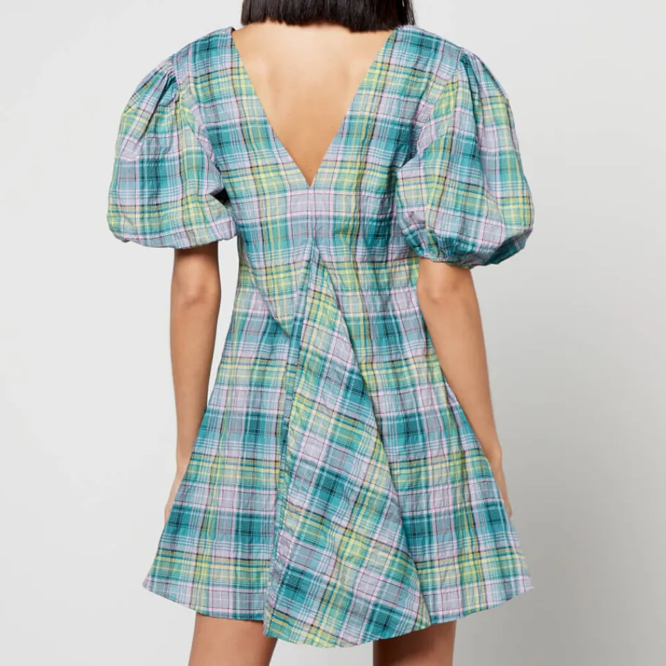 Dresses|Dresses|Ganni Checked Cotton-Blend-Seersucker Mini Dress - EU 36/UK 8