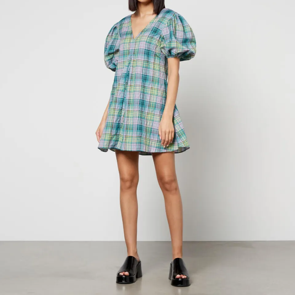 Dresses|Dresses|Ganni Checked Cotton-Blend-Seersucker Mini Dress - EU 36/UK 8