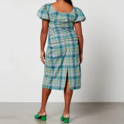 Dresses|Dresses|Dr. Martens Ganni Checked Cotton-Blend Seersucker Midi Dress - EU 34/UK 6