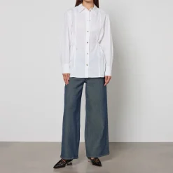 T-Shirts And Tops|Shirts And Blouses|Ganni Cotton Poplin Oversized Tie String Shirt - UK 6