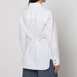T-Shirts And Tops|Shirts And Blouses|Ganni Cotton Poplin Oversized Tie String Shirt - UK 6