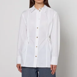 T-Shirts And Tops|Shirts And Blouses|Ganni Cotton Poplin Oversized Tie String Shirt - UK 6