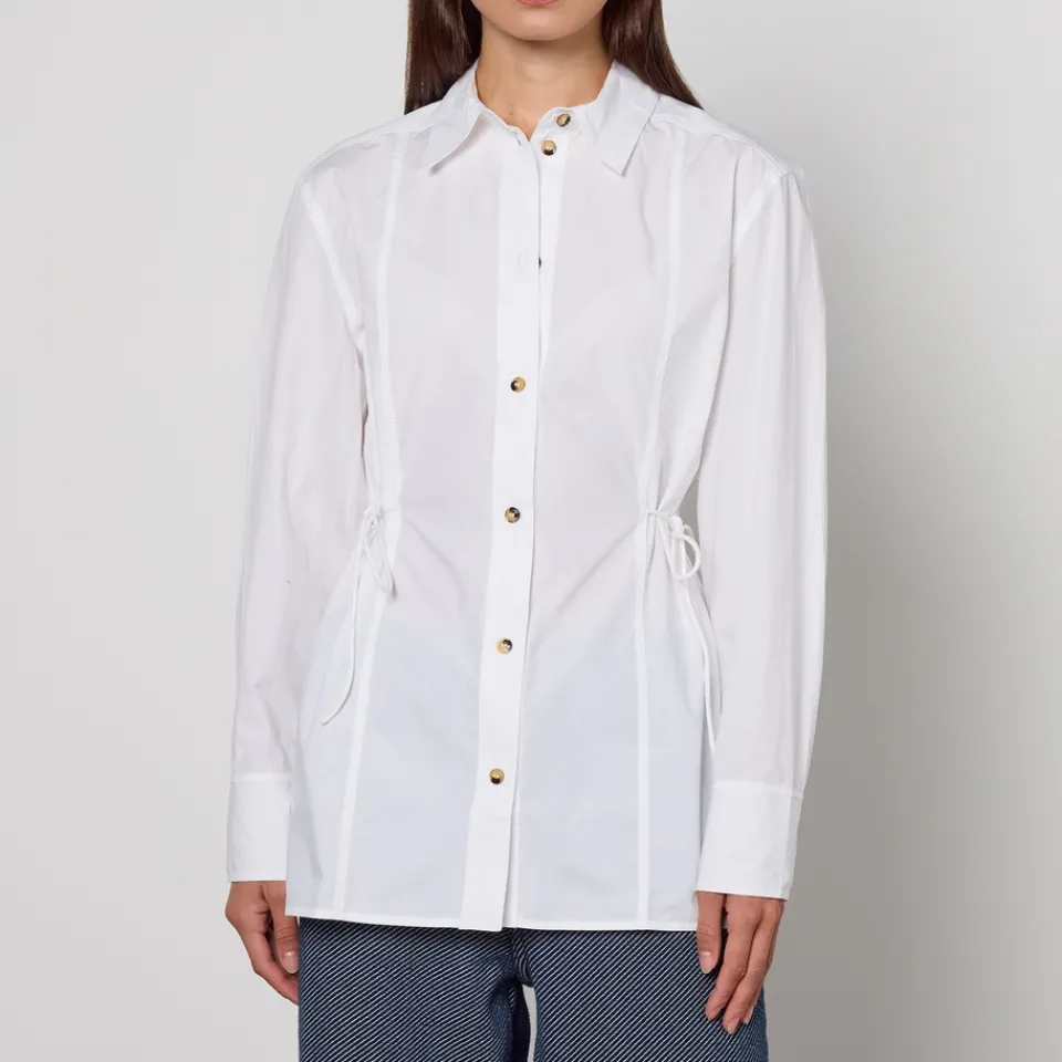 T-Shirts And Tops|Shirts And Blouses|Ganni Cotton Poplin Oversized Tie String Shirt - UK 6