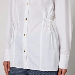 T-Shirts And Tops|Shirts And Blouses|Ganni Cotton Poplin Oversized Tie String Shirt - UK 6
