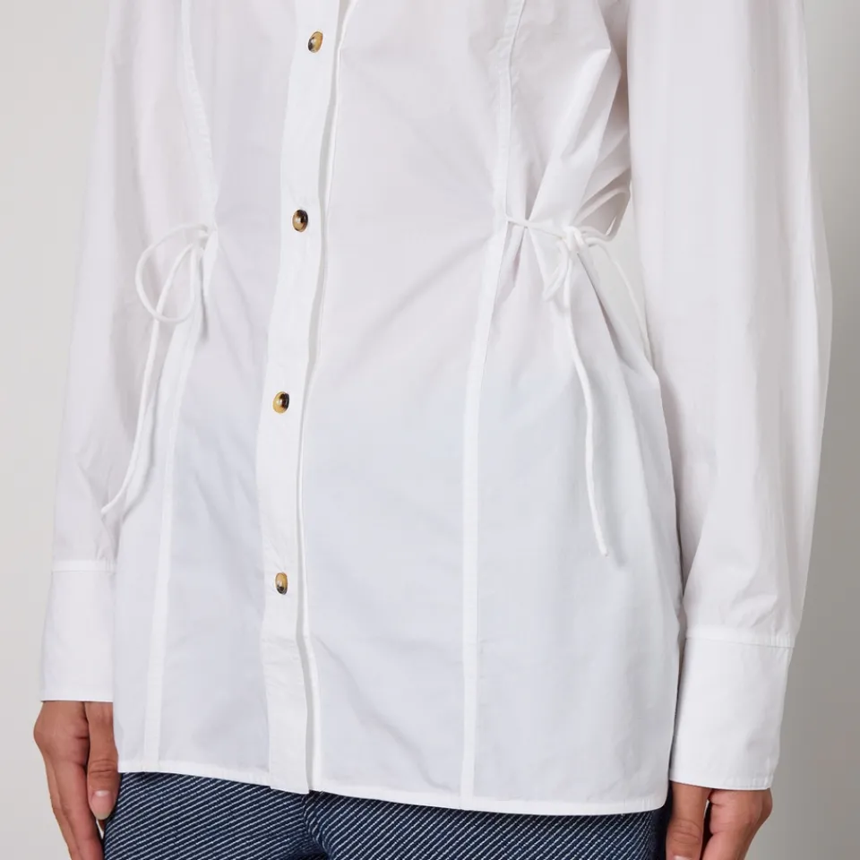 T-Shirts And Tops|Shirts And Blouses|Ganni Cotton Poplin Oversized Tie String Shirt - UK 6