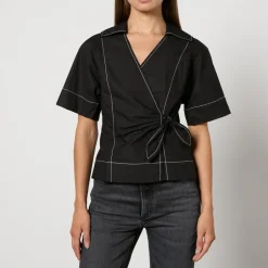 T-Shirts And Tops|Shirts And Blouses|Dr. Martens Ganni Cotton-Poplin Wrap Blouse - EU 34/UK 6