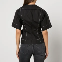 T-Shirts And Tops|Shirts And Blouses|Dr. Martens Ganni Cotton-Poplin Wrap Blouse - EU 34/UK 6