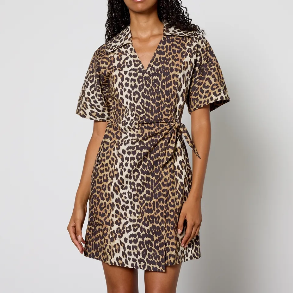 Dresses|Dresses|Ganni Cotton-Poplin Wrap Mini Dress - EU 34/UK 6