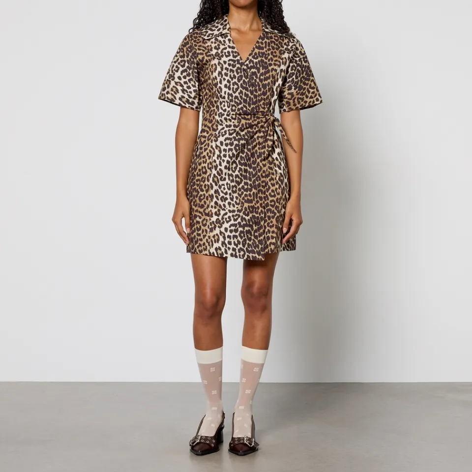 Dresses|Dresses|Ganni Cotton-Poplin Wrap Mini Dress - EU 34/UK 6