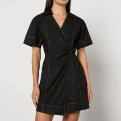 Dresses|Dresses|Ganni Cotton-Poplin Wrap Mini Dress - EU 44/UK 16