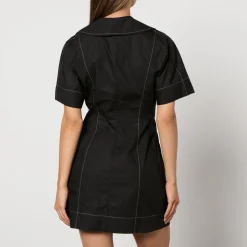 Dresses|Dresses|Ganni Cotton-Poplin Wrap Mini Dress - EU 44/UK 16