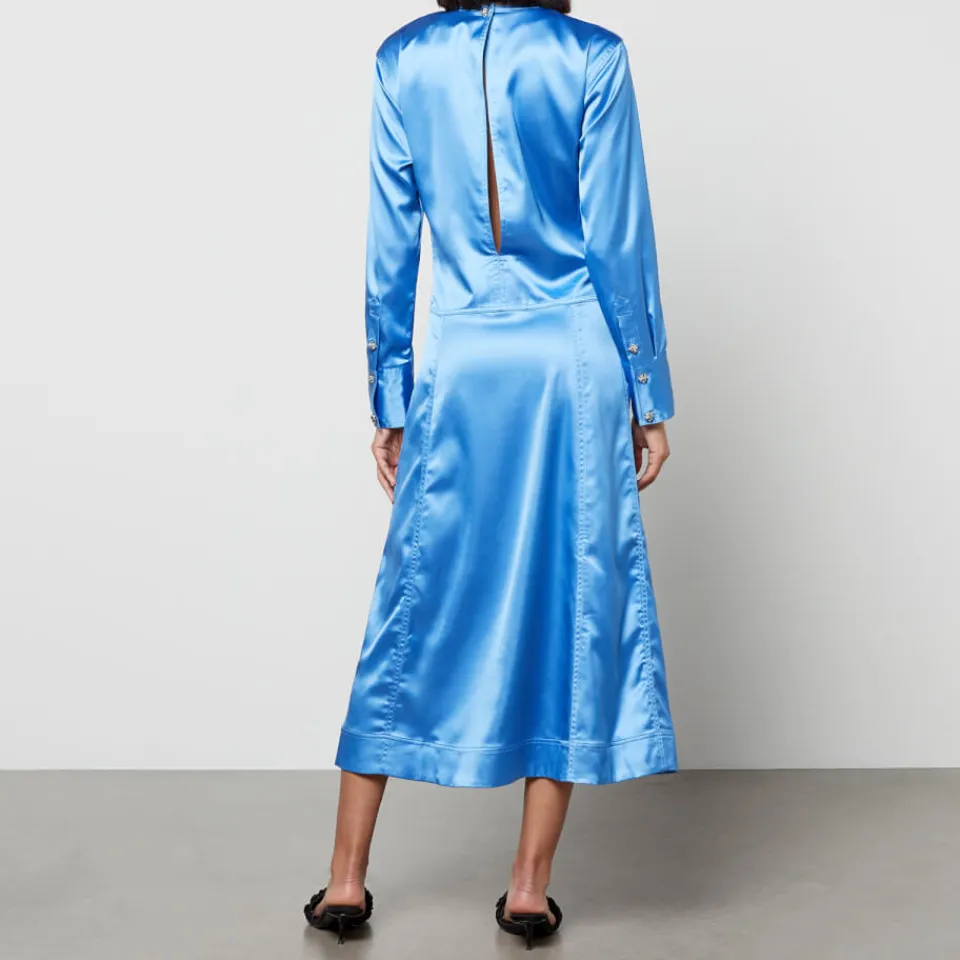 Dresses|Dresses|Dr. Martens Ganni Cutout Ruched Stretch-Satin Midi Dress - EU 36/UK 8