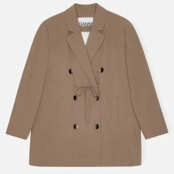 Jackets|Coats|Sea New York Ganni Drapey Melange Woven Oversized Blazer - L/XL