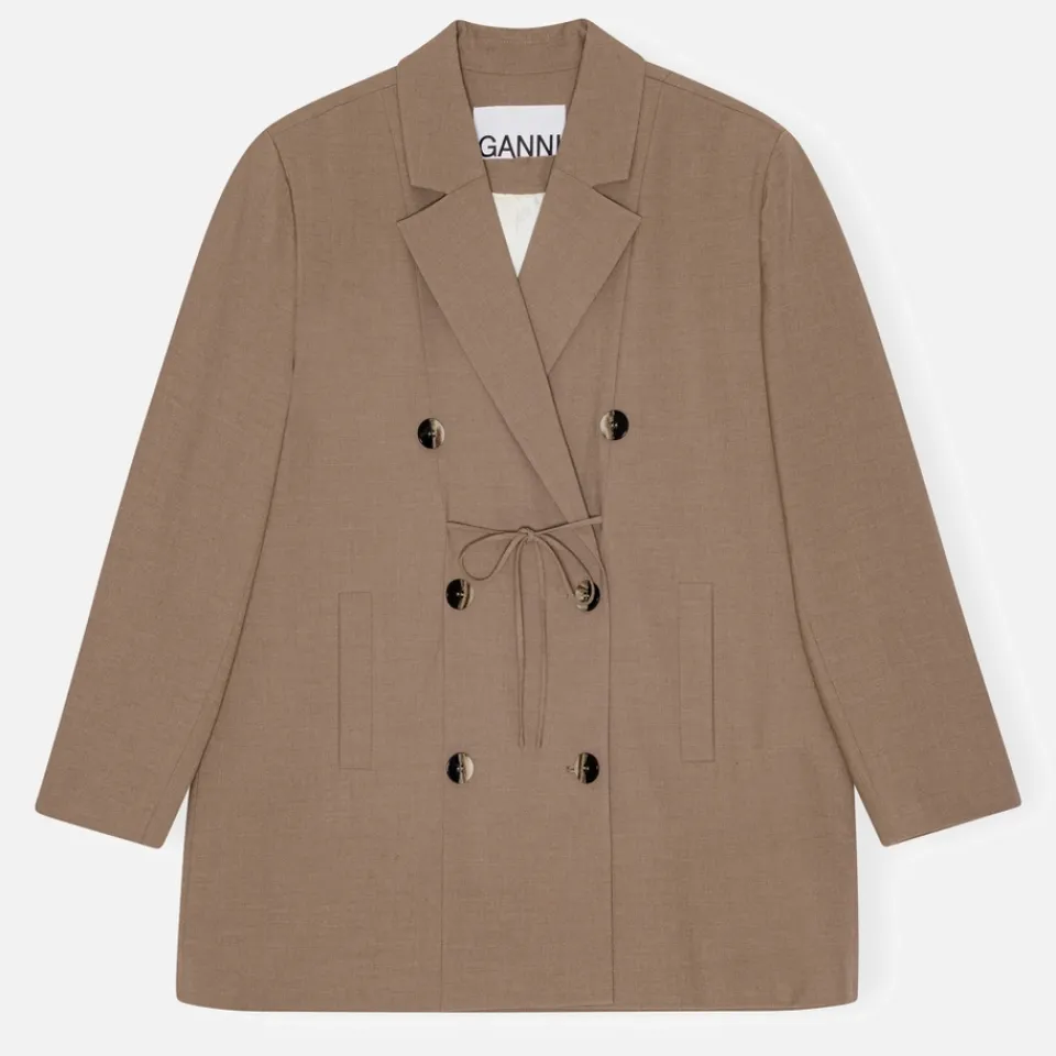 Jackets|Coats|Sea New York Ganni Drapey Melange Woven Oversized Blazer - L/XL