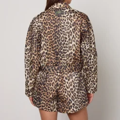 Coats|Jackets|Dr. Martens Ganni Duchesse Leopard-Print Nylon Short Jacket - UK 6