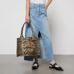 Holiday Bags|Bags|Ganni Easy Leopard-Print Cotton-Canvas Large Shopper Bag