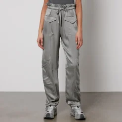 Trousers|Ganni ECOVERO™-Blend Washed-Satin Cargo Trousers - EU 42/UK 14