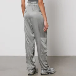 Trousers|Ganni ECOVERO™-Blend Washed-Satin Cargo Trousers - EU 42/UK 14