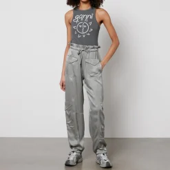 Trousers|Ganni ECOVERO™-Blend Washed-Satin Cargo Trousers - EU 42/UK 14