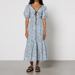 Dresses|Dresses|Ganni Floral-Print Cotton Dress - EU 34/UK 6