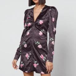 Dresses|Dresses|Cras Ganni Floral-Print Crinkled Satin Mini Dress - EU 34/UK 6