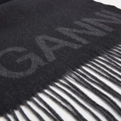 Scarves|Assouline Ganni Fringed Recycled Wool-Blend Scarf